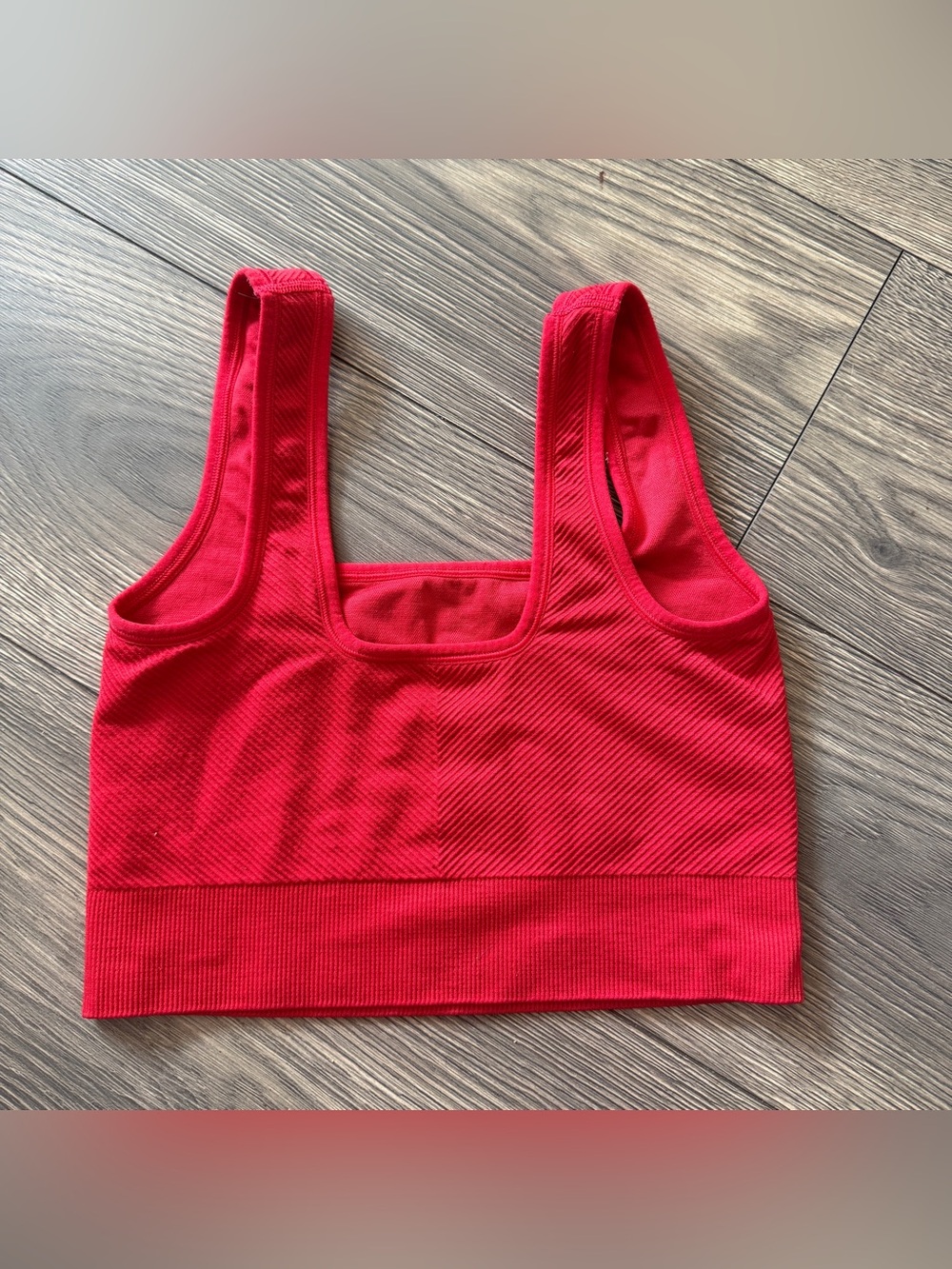 All In Motion Women’s Red Ribbed Square-Neck Bralette - Picture 2 of 4